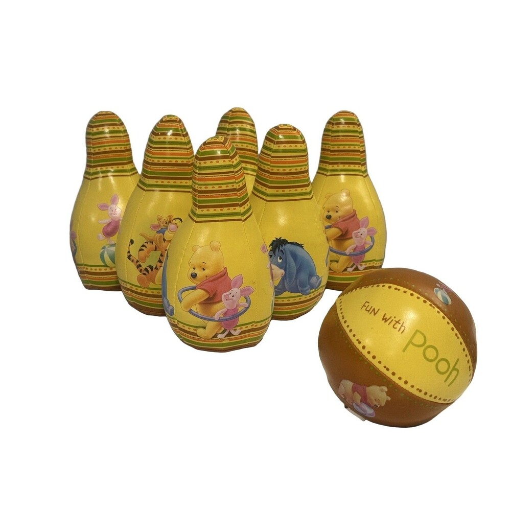 Disney Fun with Pooh Bowling Set Soft Plush Winnie the Pooh 6 Pins 1 Ball